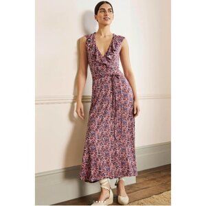Boden Womens Saskia Jersey Maxi Wrap Dress Maxi 12 Pink Floral Oriental Meadow V